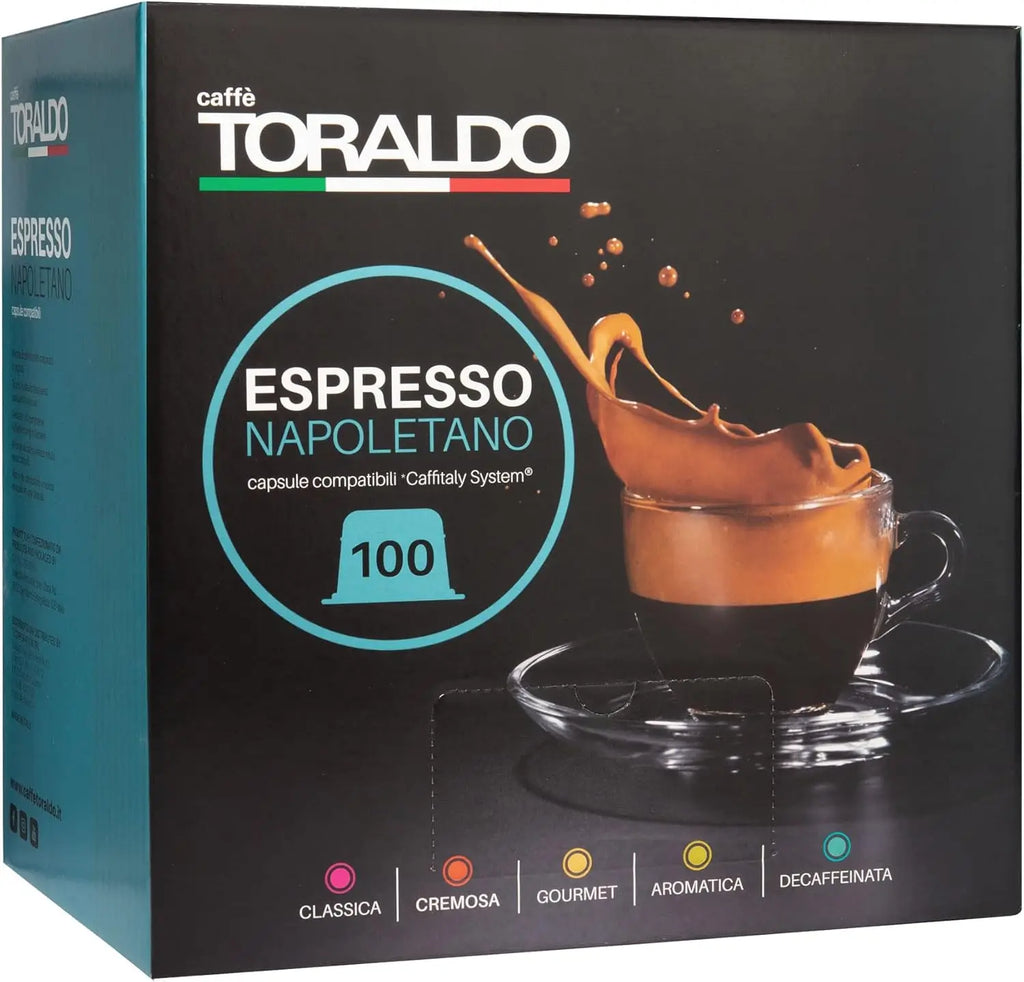 CAFFÈ TORALDO | Compatibile Caffitaly* | Caffè Selezionato, Tostato e Torrefatto in Italia | Eccellenza del Caffè Napoletano (100 Capsule, Miscela Classica)