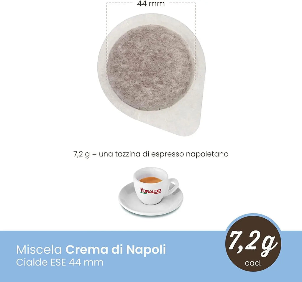 Cialde Caffè Toraldo miscela Crema di Napoli ESE 44 mm (50 Unità)