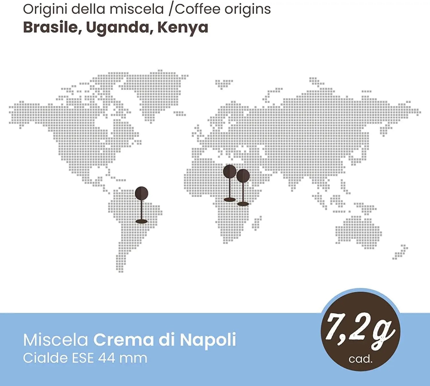 Cialde Caffè Toraldo miscela Crema di Napoli ESE 44 mm (50 Unità)