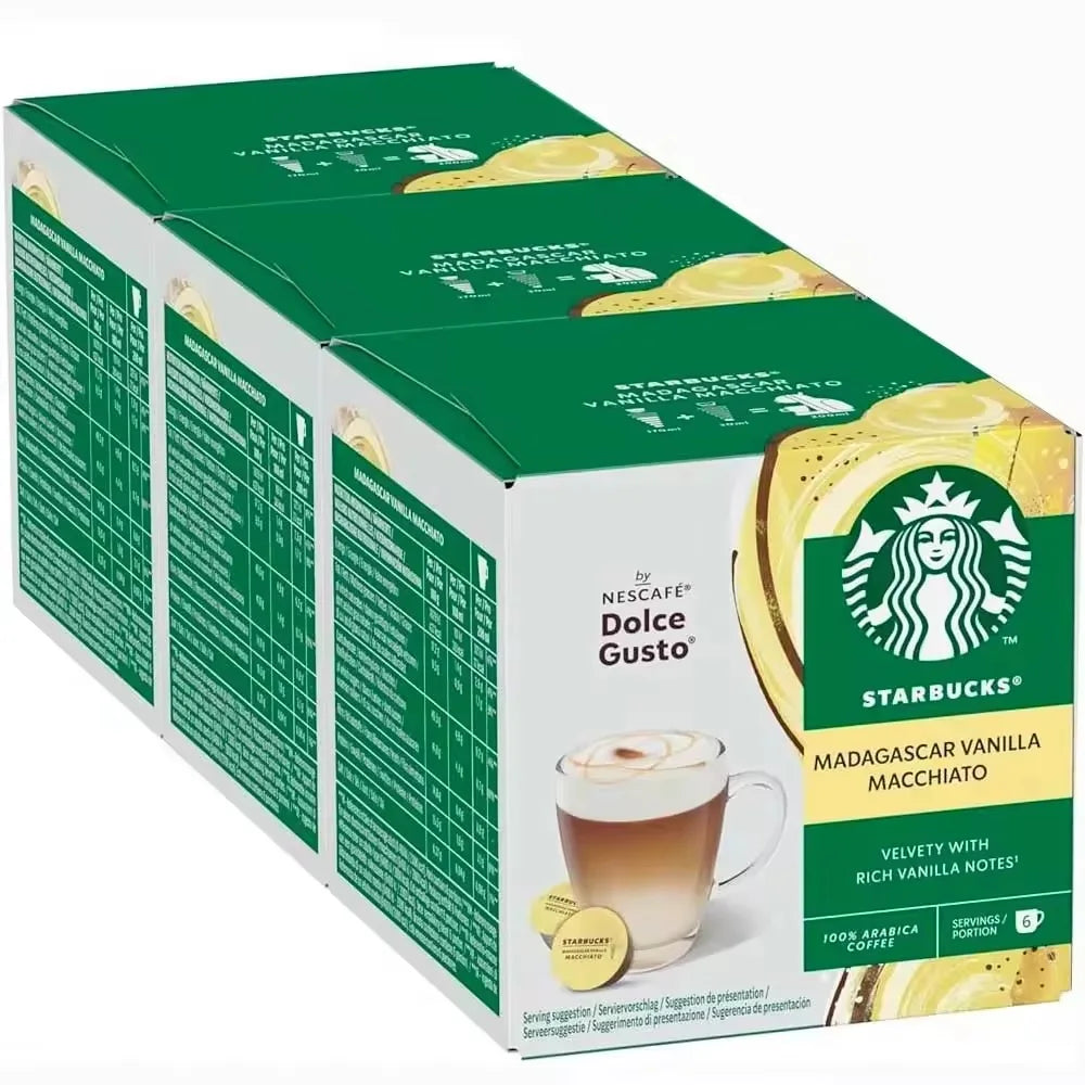 STARBUCKS Capsule di caffè Vanilla Latte Macchiato De Nescafe Dolce Gusto, 36 unità (confezione da 3x12 capsule)