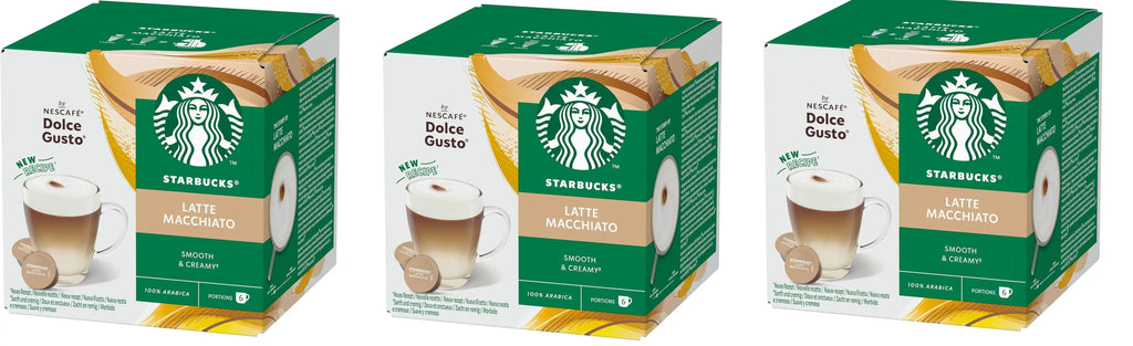 Capsule di caffè STARBUCKS Latte Macchiato di Nescafé Dolce Gusto 3 x 12 (36 capsule, 18 bevande)