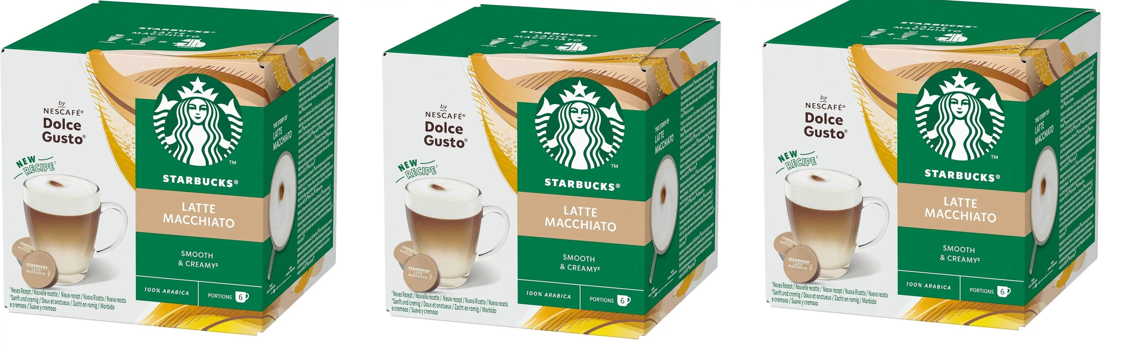 Capsule di caffè STARBUCKS Latte Macchiato di Nescafé Dolce Gusto 3 x 12 (36 capsule, 18 bevande)