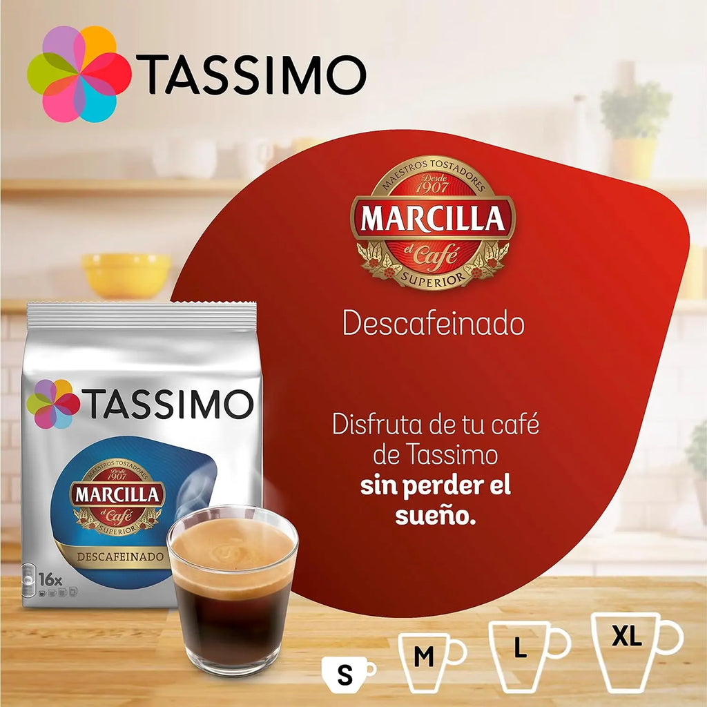 TASSIMO MARCILLA Capsule di Caffè Decafinato - CONFEZIONE 5 confezioni da 16 capsule, 80 capsule di perfetto caffè decaffeinato