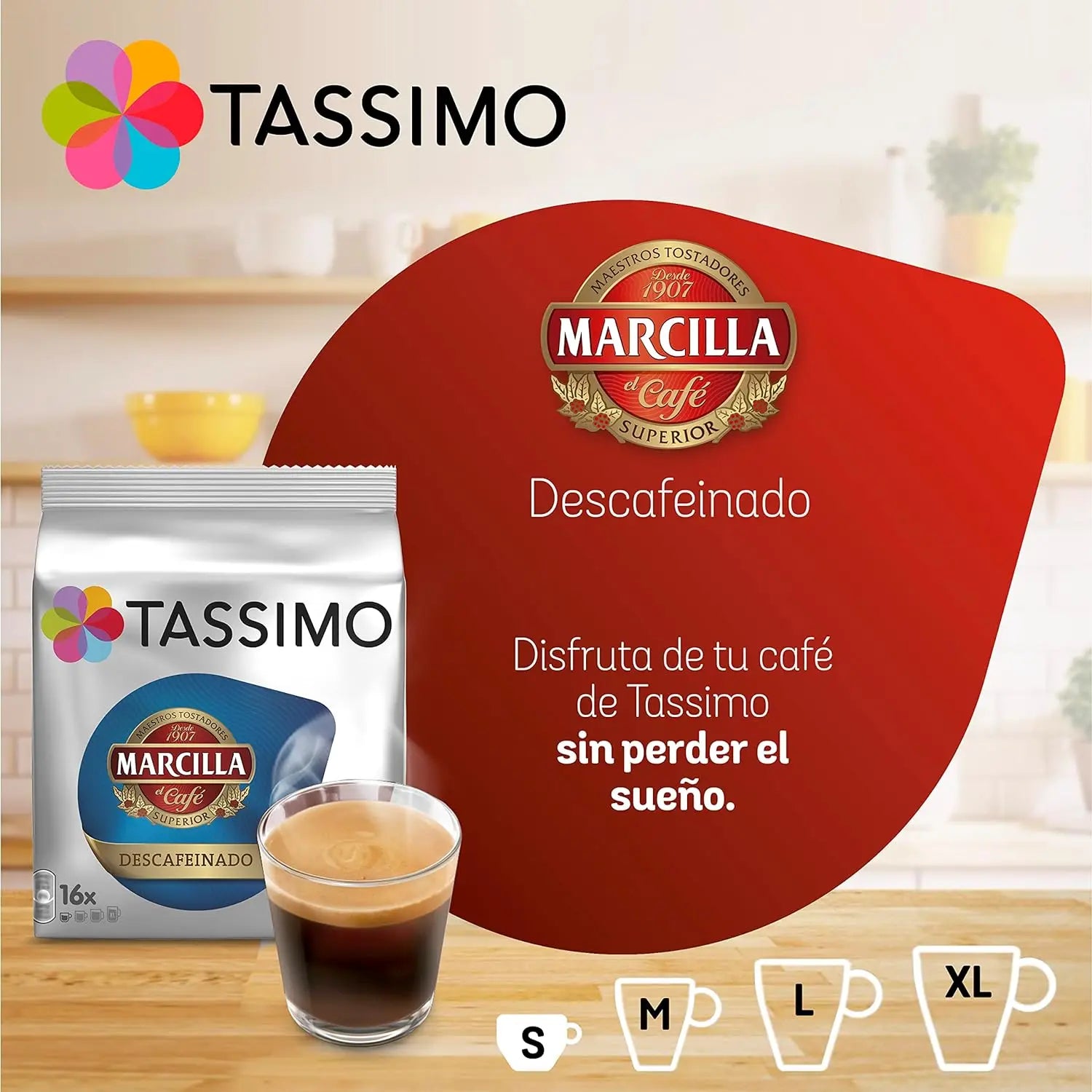 TASSIMO MARCILLA Capsule di Caffè Decafinato - CONFEZIONE 5 confezioni da 16 capsule, 80 capsule di perfetto caffè decaffeinato