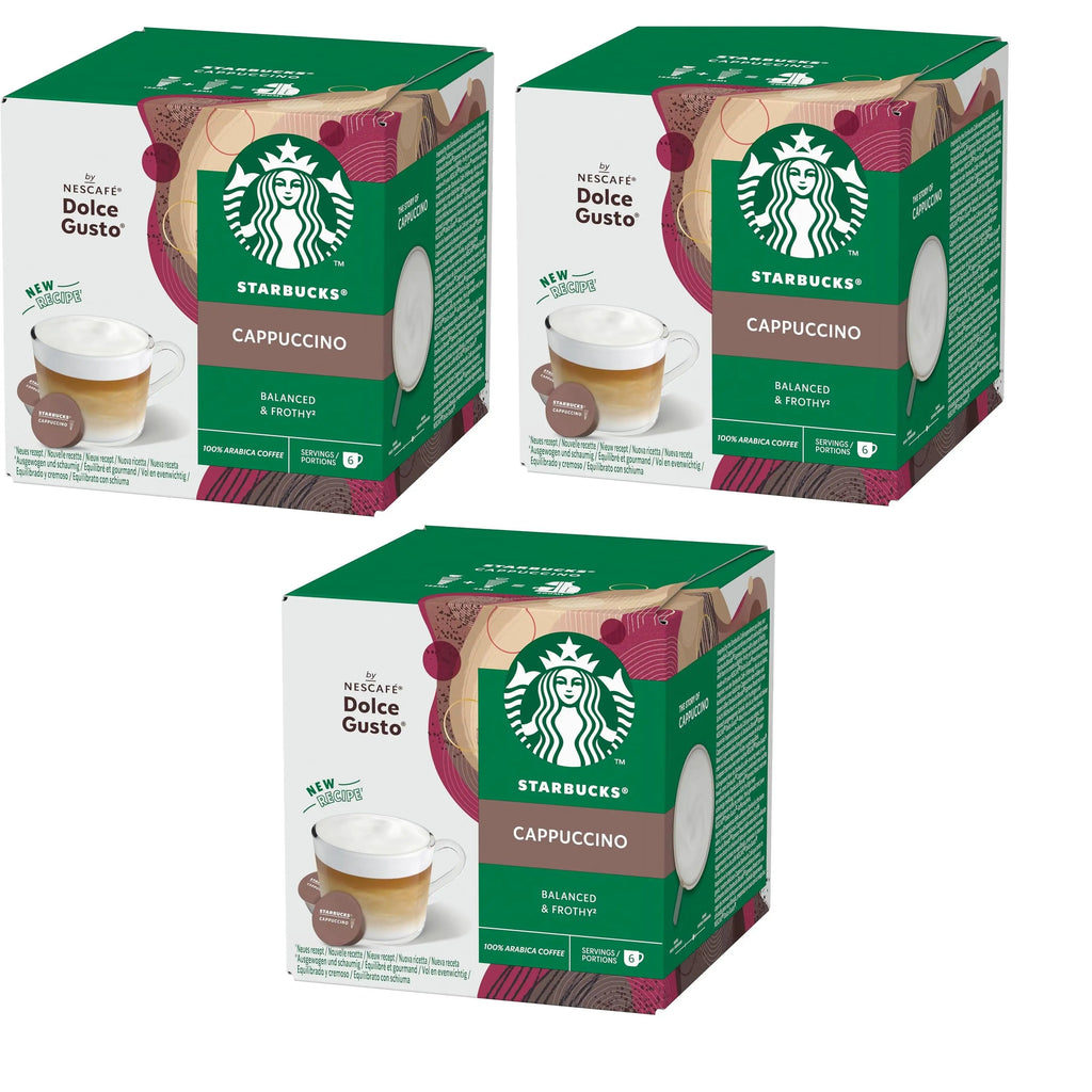 STARBUCKS CAPPUCCINO di Nescafé Dolce Gusto Cappuccino Capsule di Caffè 3 x 12 (36 Capsule, 18 Bevande)