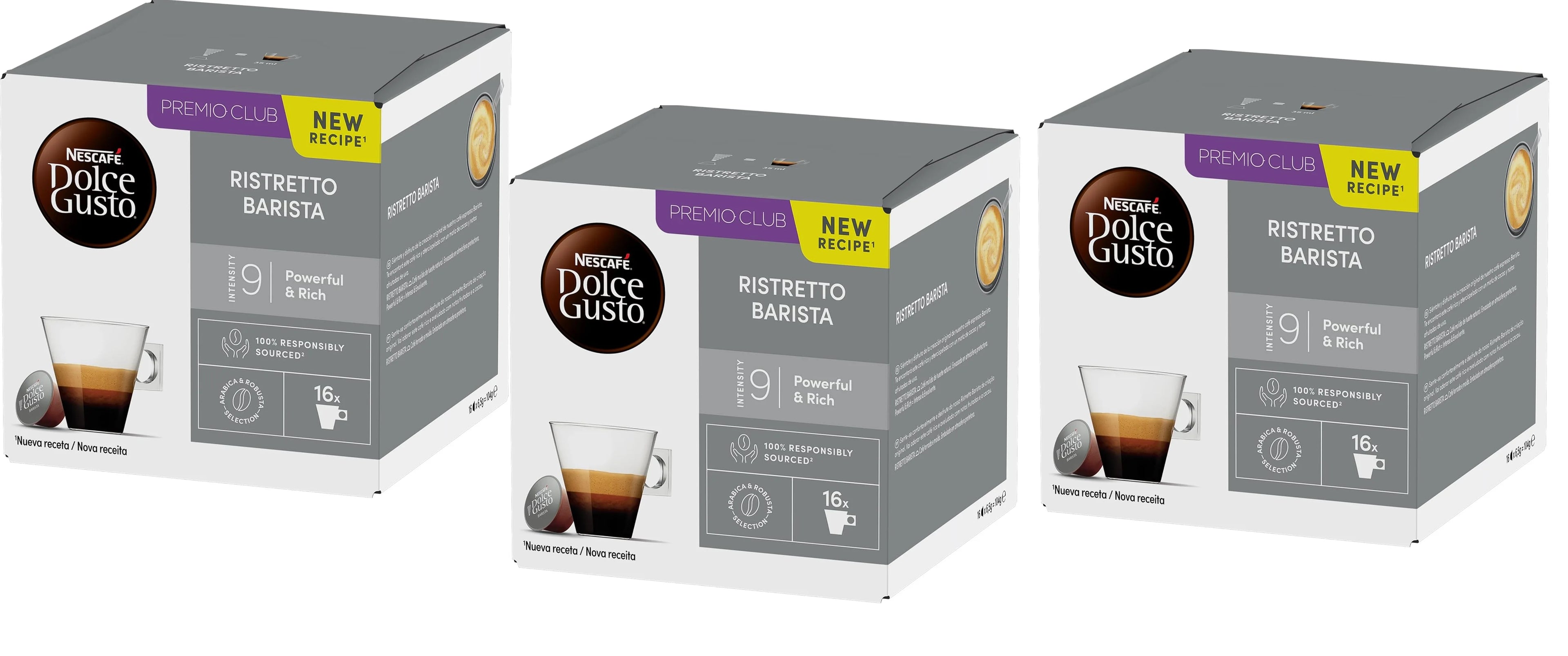 NESCAFÉ Dolce Gusto Ristretto Barista, 48 capsule, Espresso forte, Intensità 9, Caffè tostato intenso (confezione 3 x 16)