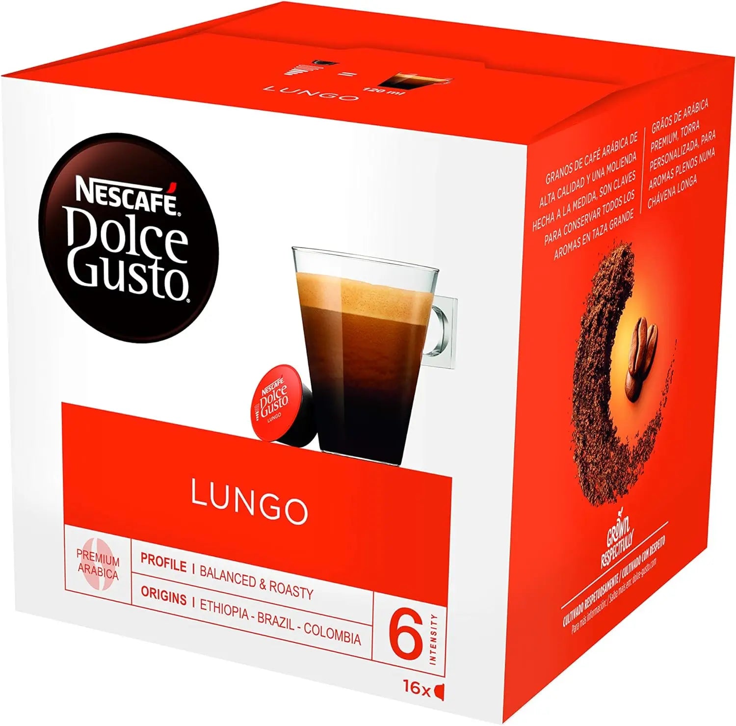 Nescafé Dolce Gusto LUNGO, Confezione da 3 x 16 capsule - Totale: 48 capsule di caffè lungo, prolunga il tuo momento di piacere.