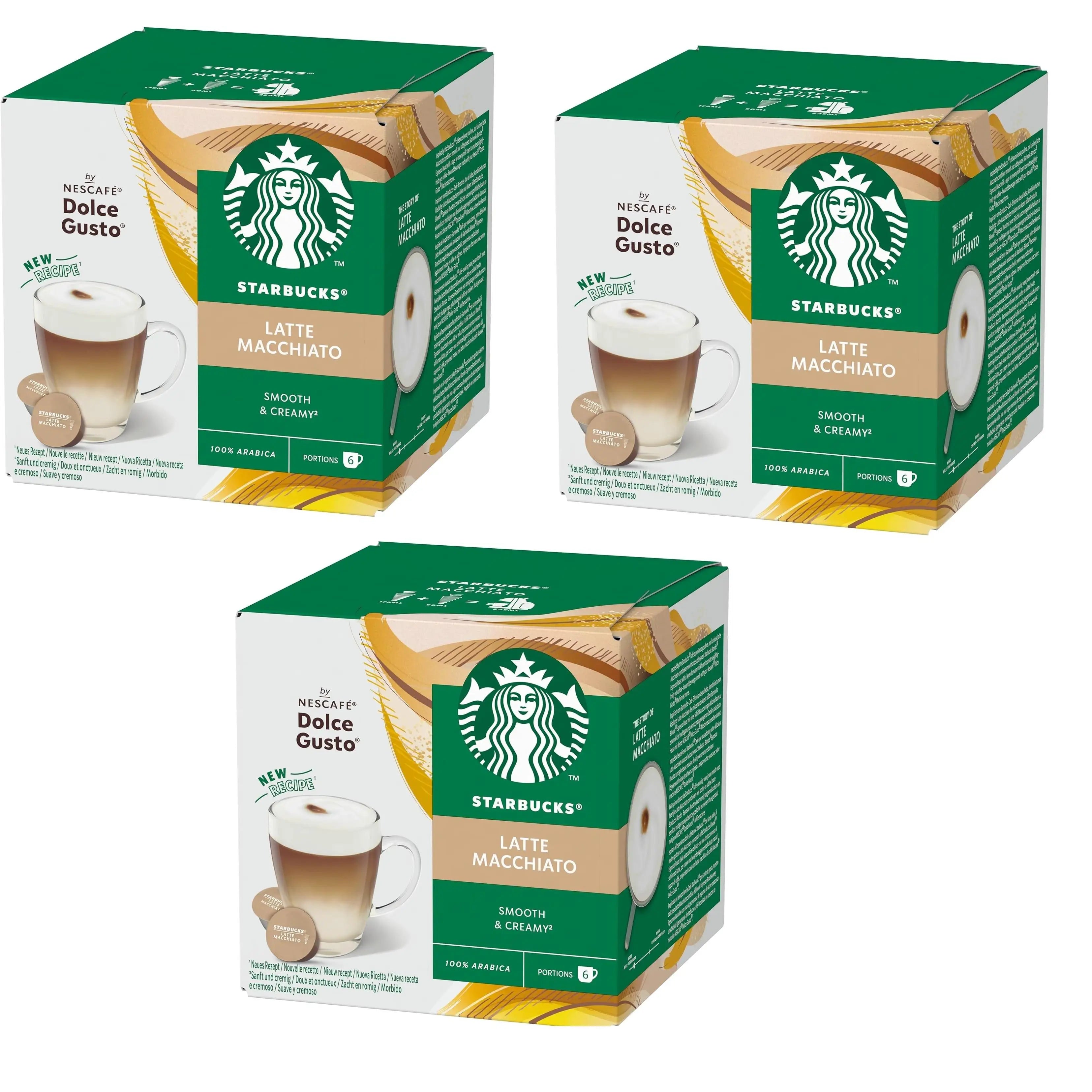 Capsule di caffè STARBUCKS Latte Macchiato di Nescafé Dolce Gusto 3 x 12 (36 capsule, 18 bevande)