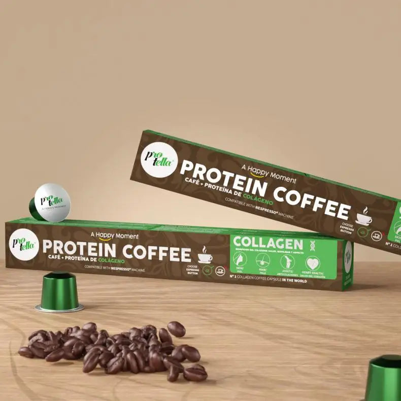 Protella Coffee Collageno 10x 40g - Pelle capsule radiosa - 50% Caffè + 50% Collagene