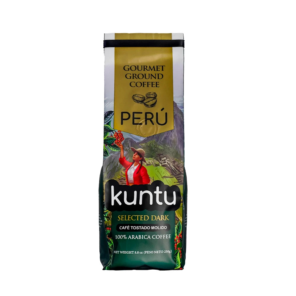 MARAS GOURMET KUNTU CAFFÈ SELEZIONATO SCURO 100% CAFFÈ MACINATO ARABICA PERUANO 8,8 once (250 gr)