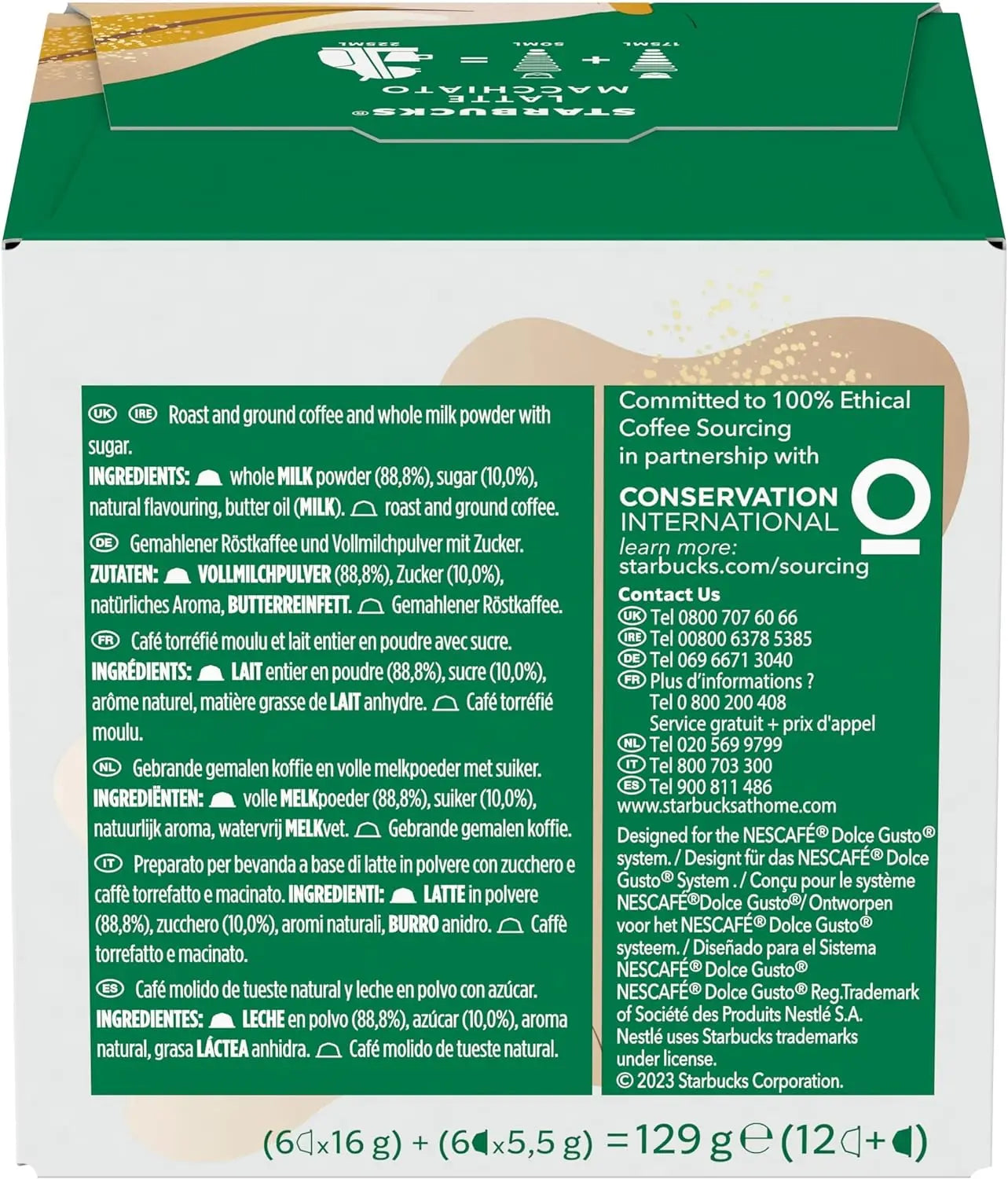 Capsule di caffè STARBUCKS Latte Macchiato di Nescafé Dolce Gusto 3 x 12 (36 capsule, 18 bevande)