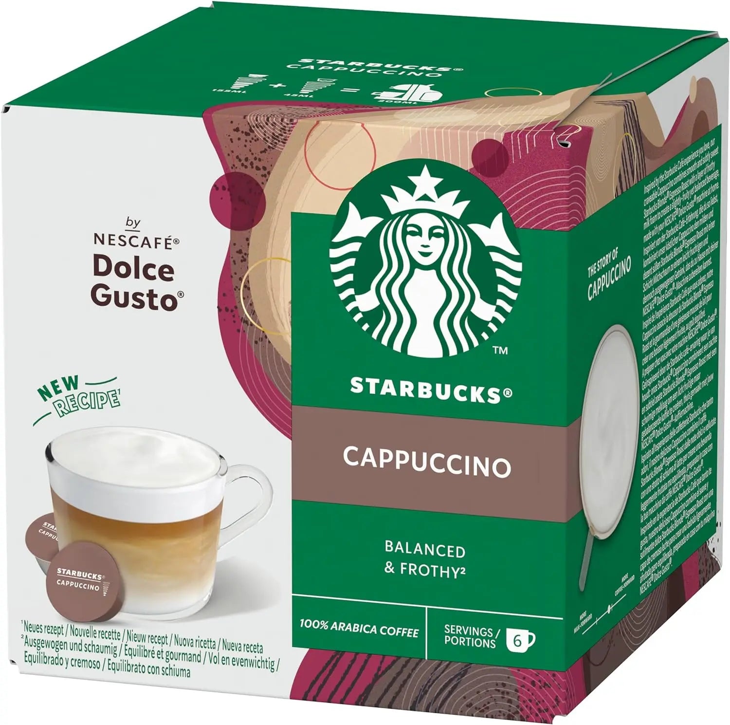 STARBUCKS CAPPUCCINO di Nescafé Dolce Gusto Cappuccino Capsule di Caffè 3 x 12 (36 Capsule, 18 Bevande)