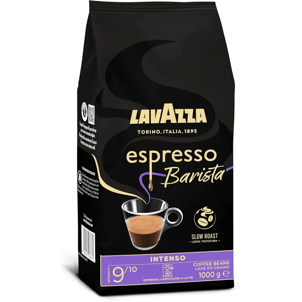 Lavazza, Espresso Barista Intenso, Chicchi di caffè tostati naturali, Ideale per Espresso o Macchina da caffè super Automatica, con Note aromatiche di Cacao e Legno, Intensità 9/10, Tostatura media, 1 kg