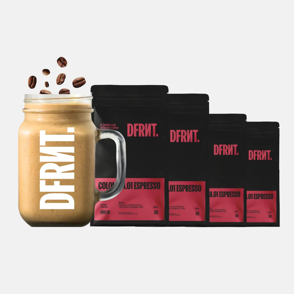 DFRNT. Colombia Pack 4 Espresso Speciality Sacchi di caffè Gift Jug Dfrnt Caffè in grani Specialità Caffè 86,75 punti SCA Colombia Preparazione Espresso Ideale Torrefazione in Spagna Confezione 1kg