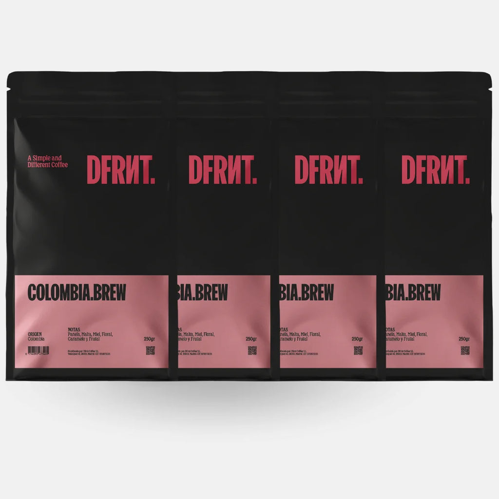 DFRNT.BREW Colombia. Chicchi di caffè specializzati - Preparazione ideale del filtro - Tostatura recente in Spagna - Note su pentola, malto, miele