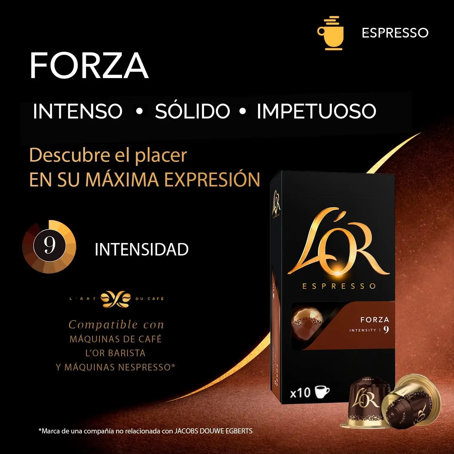 Capsule caffè L'OR Forza intensità 9 (scatola da 50 capsule)