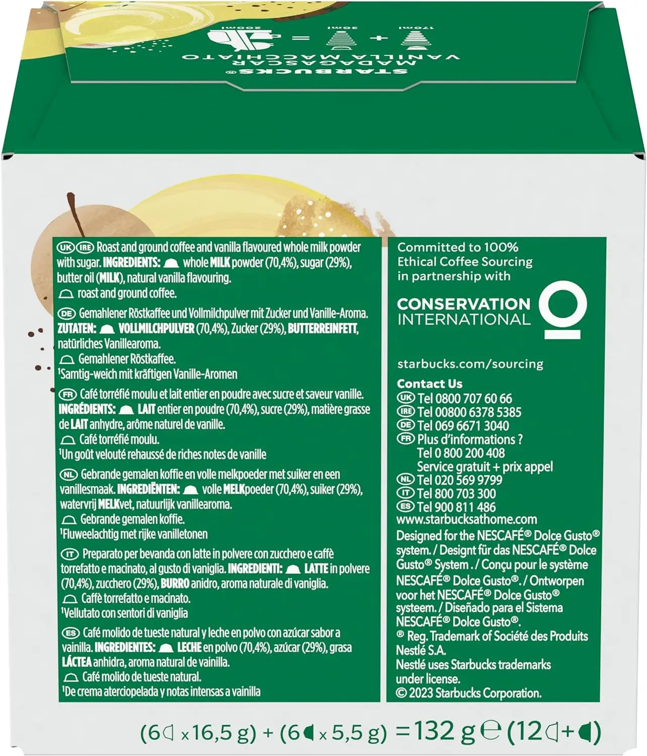 STARBUCKS Capsule di caffè Vanilla Latte Macchiato De Nescafe Dolce Gusto, 36 unità (confezione da 3x12 capsule)