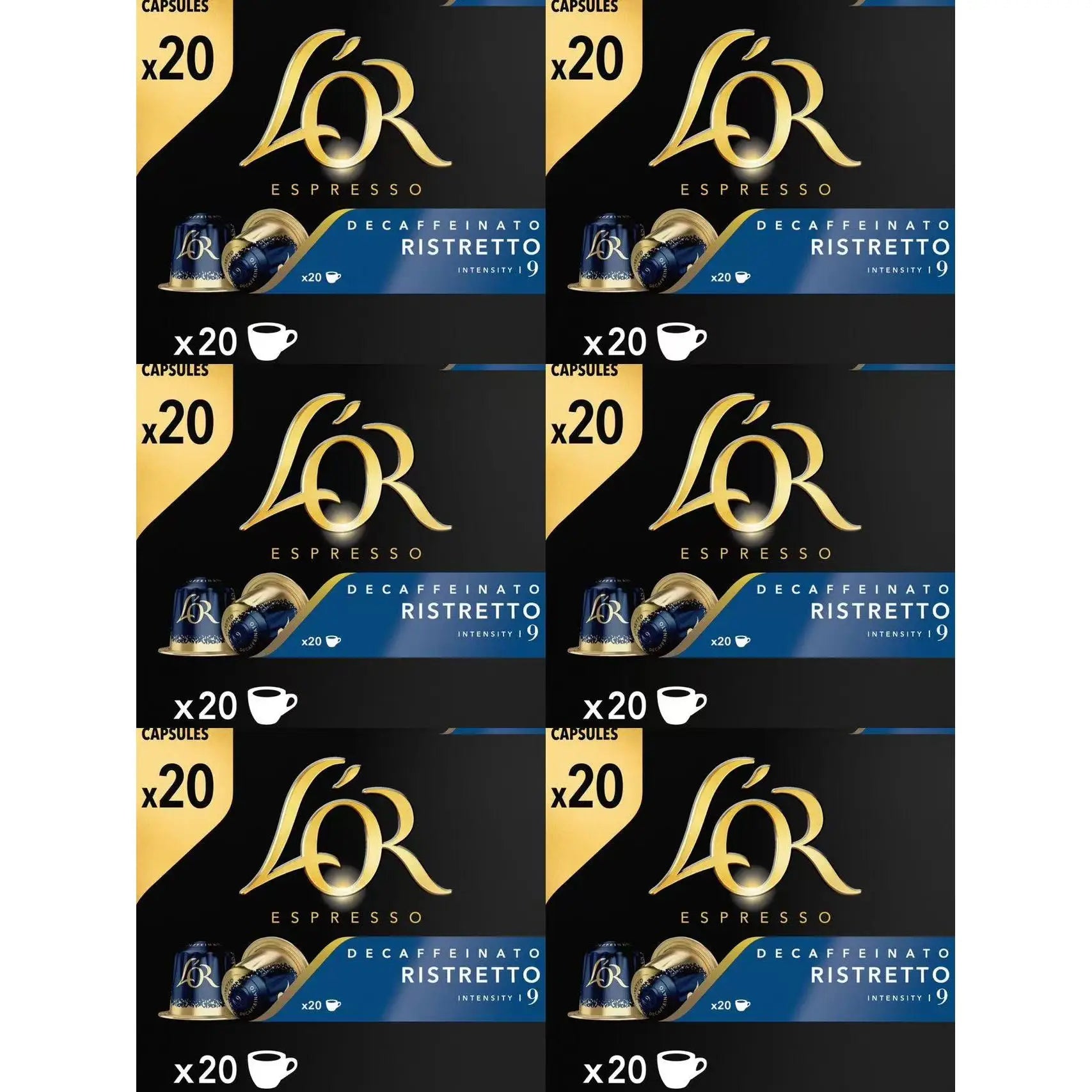 L'OR ESPRESSO caffè totale 120 capsule 20 capsule *6pack sontuoso-decaffeinato ristretto -colombia andes-onyx