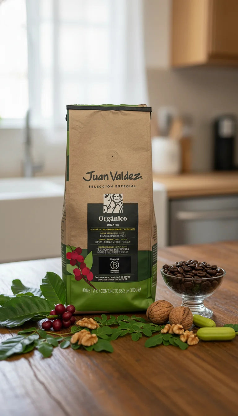 Juan Valdez Caffè in Grani 1KG Sostenibile Biologico Selezione Speciale con Note di Sapore Moringa, Tè e Noci Tostate – Certificato USDA Organic, Corpo Medio, Senza Pesticidi