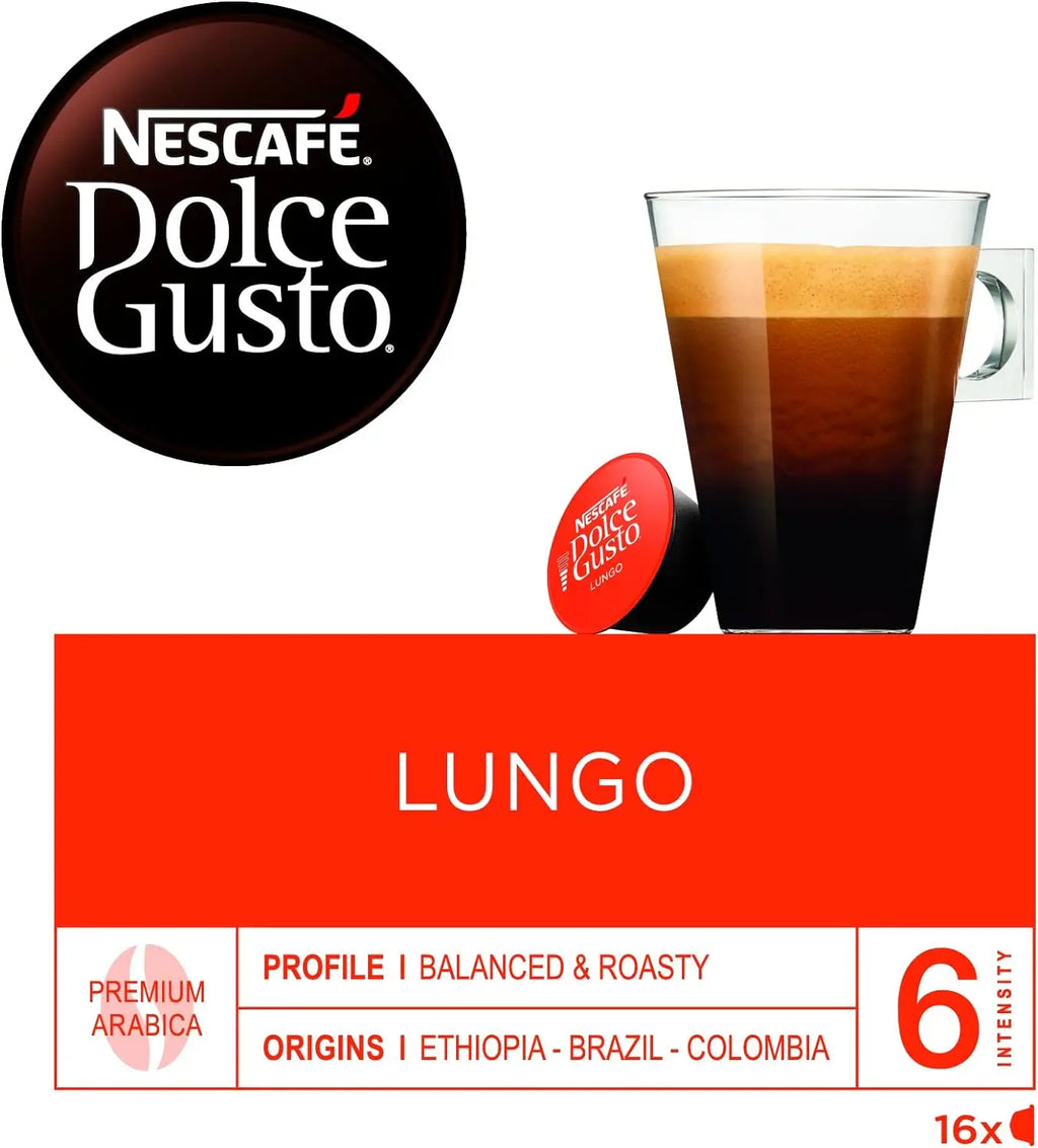 Nescafé Dolce Gusto LUNGO, Confezione da 3 x 16 capsule - Totale: 48 capsule di caffè lungo, prolunga il tuo momento di piacere.