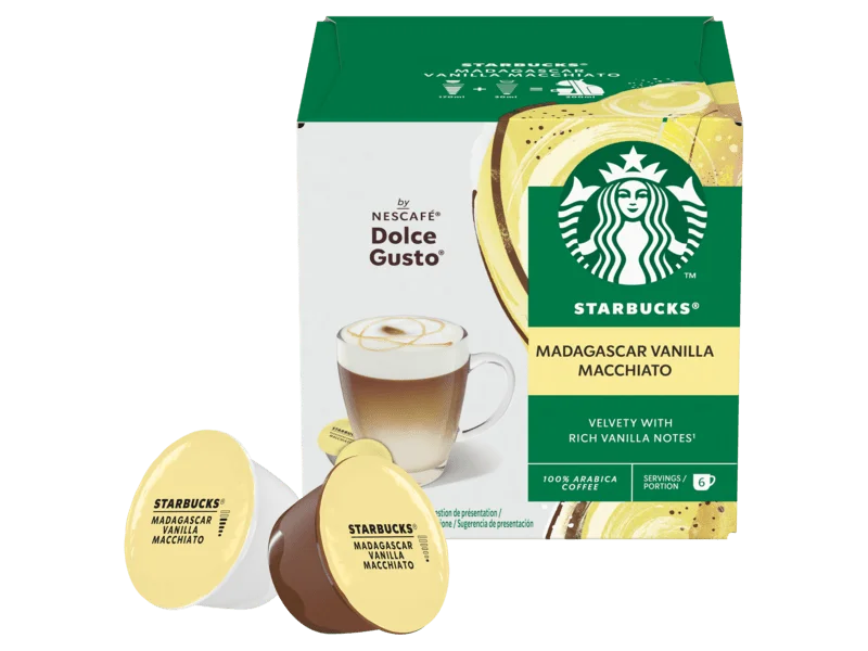 STARBUCKS Capsule di caffè Vanilla Latte Macchiato De Nescafe Dolce Gusto, 36 unità (confezione da 3x12 capsule)