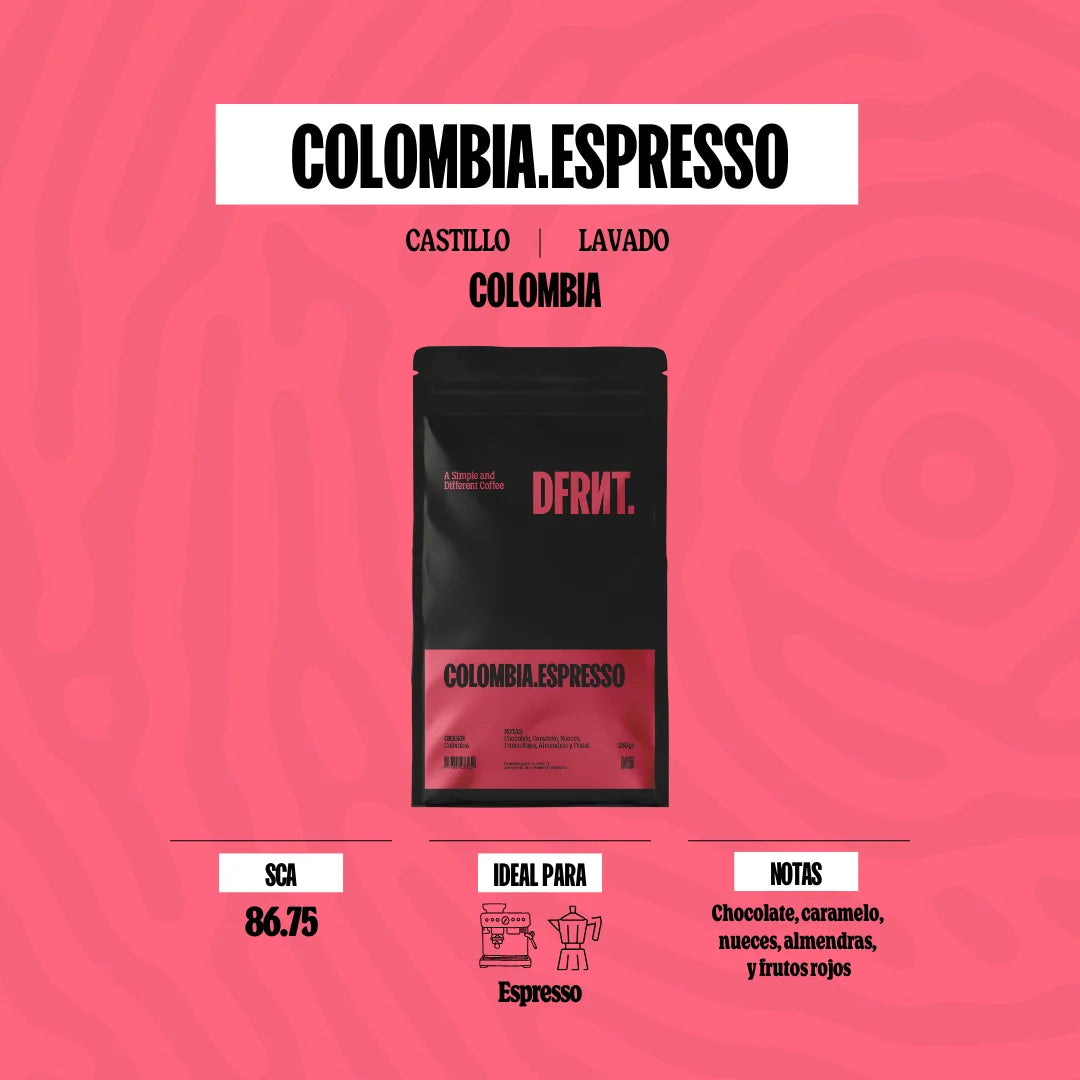 DIFFERENTE.. COLOMBIA.ESPRESSO Chicchi di caffè specialità Colombia Espresso - Cioccolato, Caramello e Frutti rossi - Tostati di recente in Spagna - 500gr