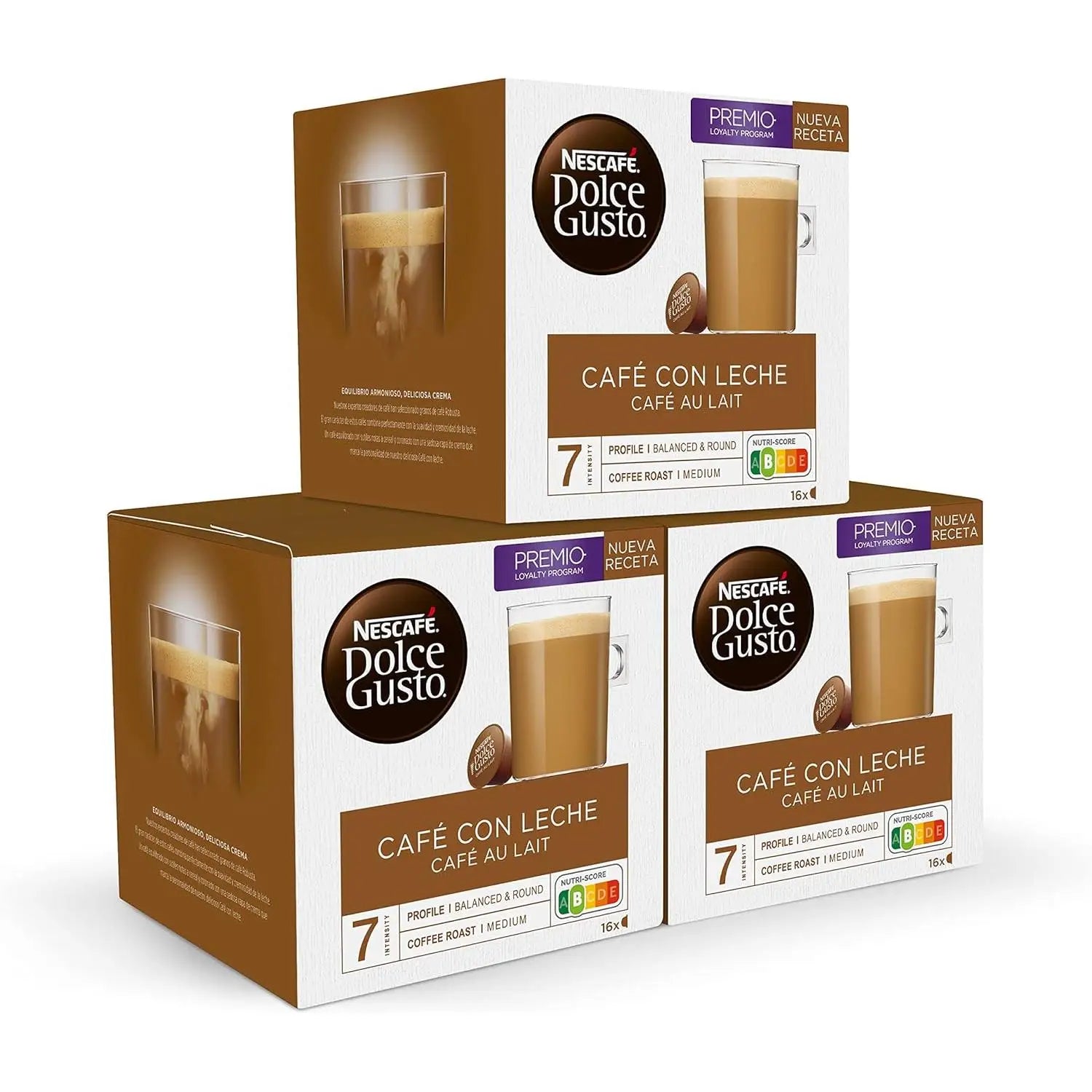 Nescafé Dolce Gusto Caffè al Latte, Confezione da 3 x 16 Capsule - Totale: 48 Capsule di Caffè