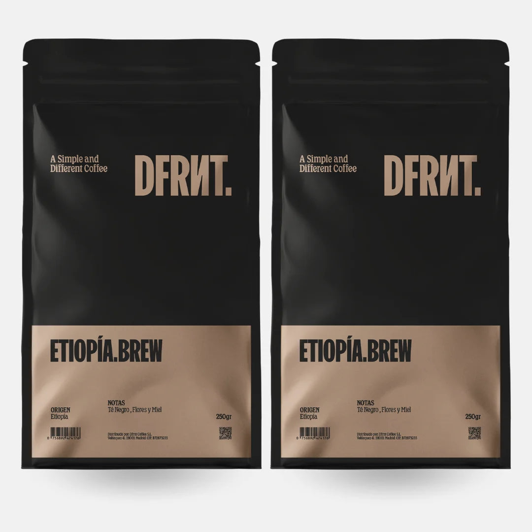 DFRNT. ETIOPIA.BREW Chicchi di caffè specializzati - Filtro ideale - Torrefazione recente in Spagna - Note di tè nero, fiori e miele - 500 g