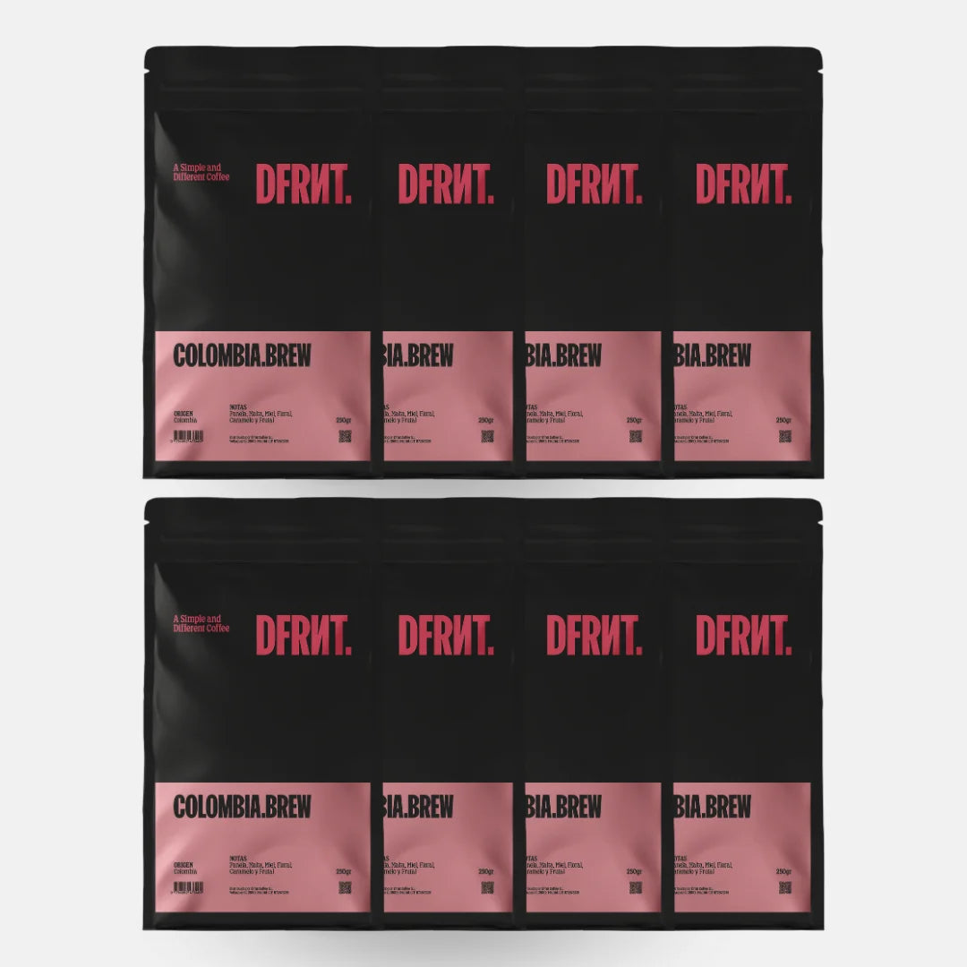 DFRNT.BREW Colombia. Chicchi di caffè specializzati - Preparazione ideale del filtro - Tostatura recente in Spagna - Note su pentola, malto, miele