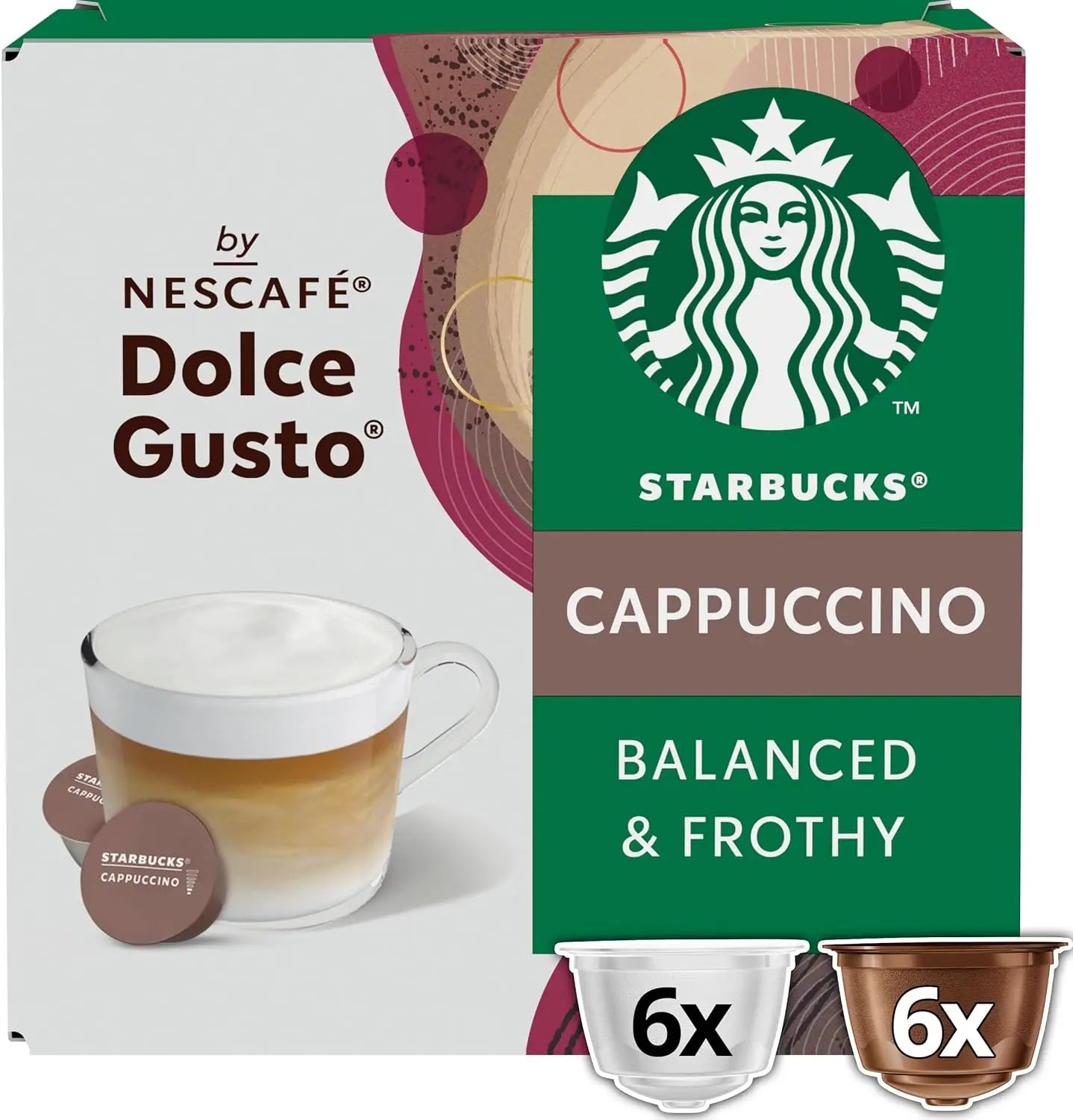 STARBUCKS CAPPUCCINO di Nescafé Dolce Gusto Cappuccino Capsule di Caffè 3 x 12 (36 Capsule, 18 Bevande)