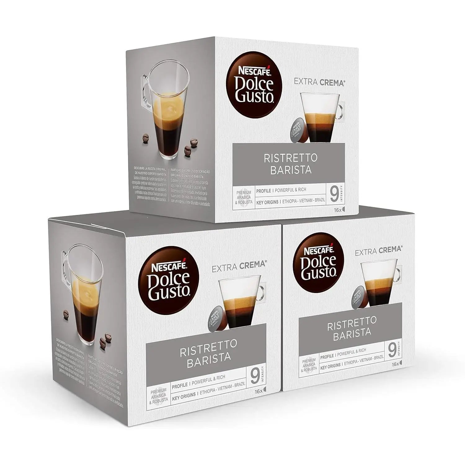 NESCAFÉ Dolce Gusto Ristretto Barista, 48 capsule, Espresso forte, Intensità 9, Caffè tostato intenso (confezione 3 x 16)