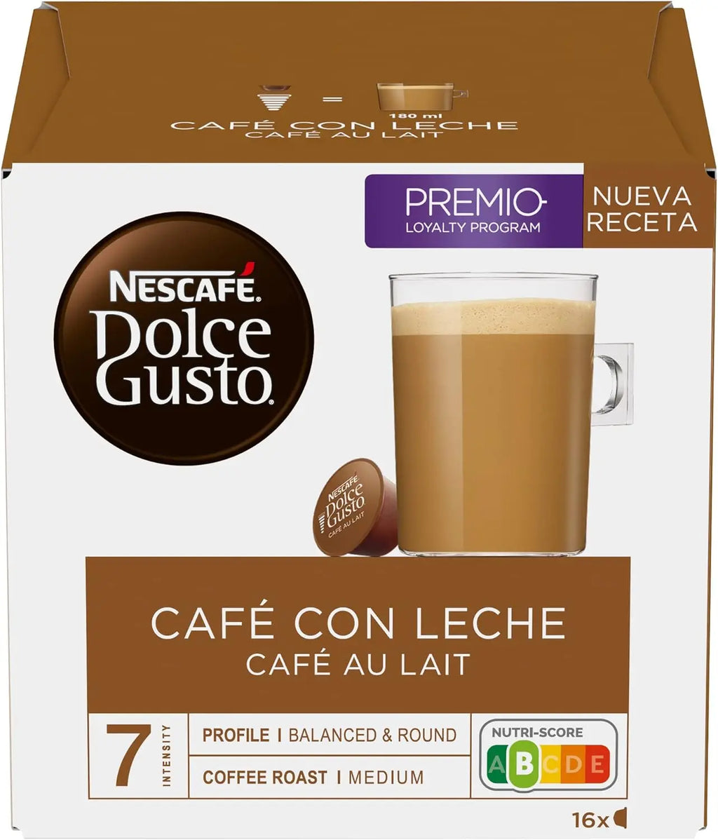 Nescafé Dolce Gusto Caffè al Latte, Confezione da 3 x 16 Capsule - Totale: 48 Capsule di Caffè