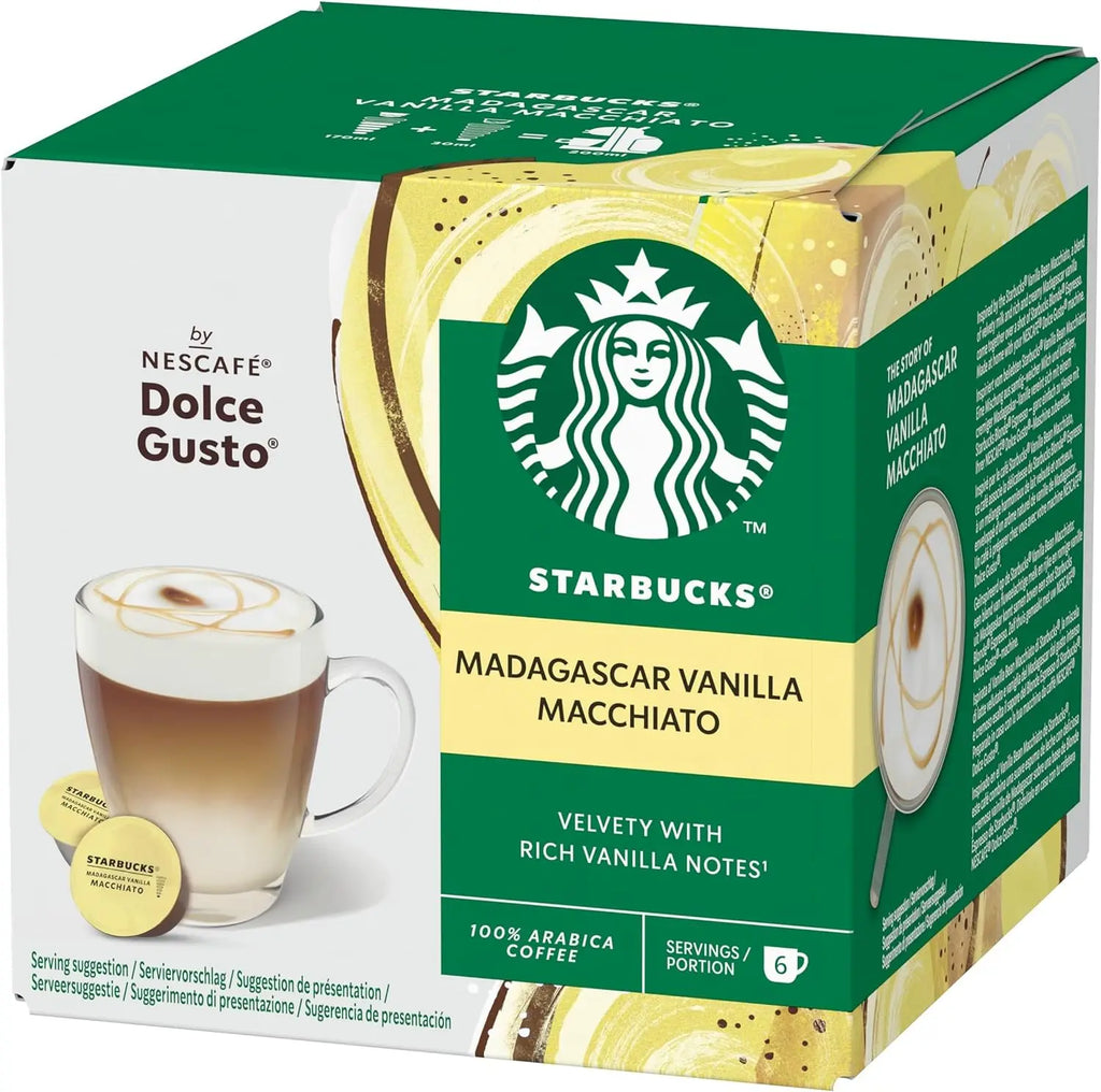 STARBUCKS Capsule di caffè Vanilla Latte Macchiato De Nescafe Dolce Gusto, 36 unità (confezione da 3x12 capsule)