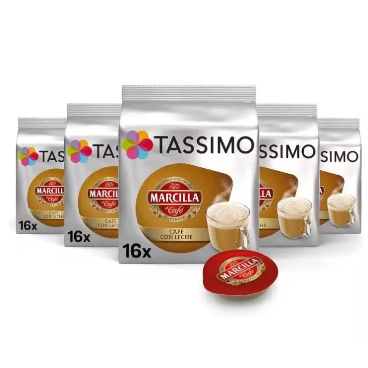 TASSIMO Marcilla caffè con custodia per latte da 16 capsule - SCATOLA da 5 Custodie Totale 80 capsule