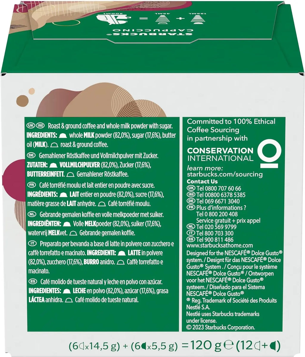 STARBUCKS CAPPUCCINO di Nescafé Dolce Gusto Cappuccino Capsule di Caffè 3 x 12 (36 Capsule, 18 Bevande)