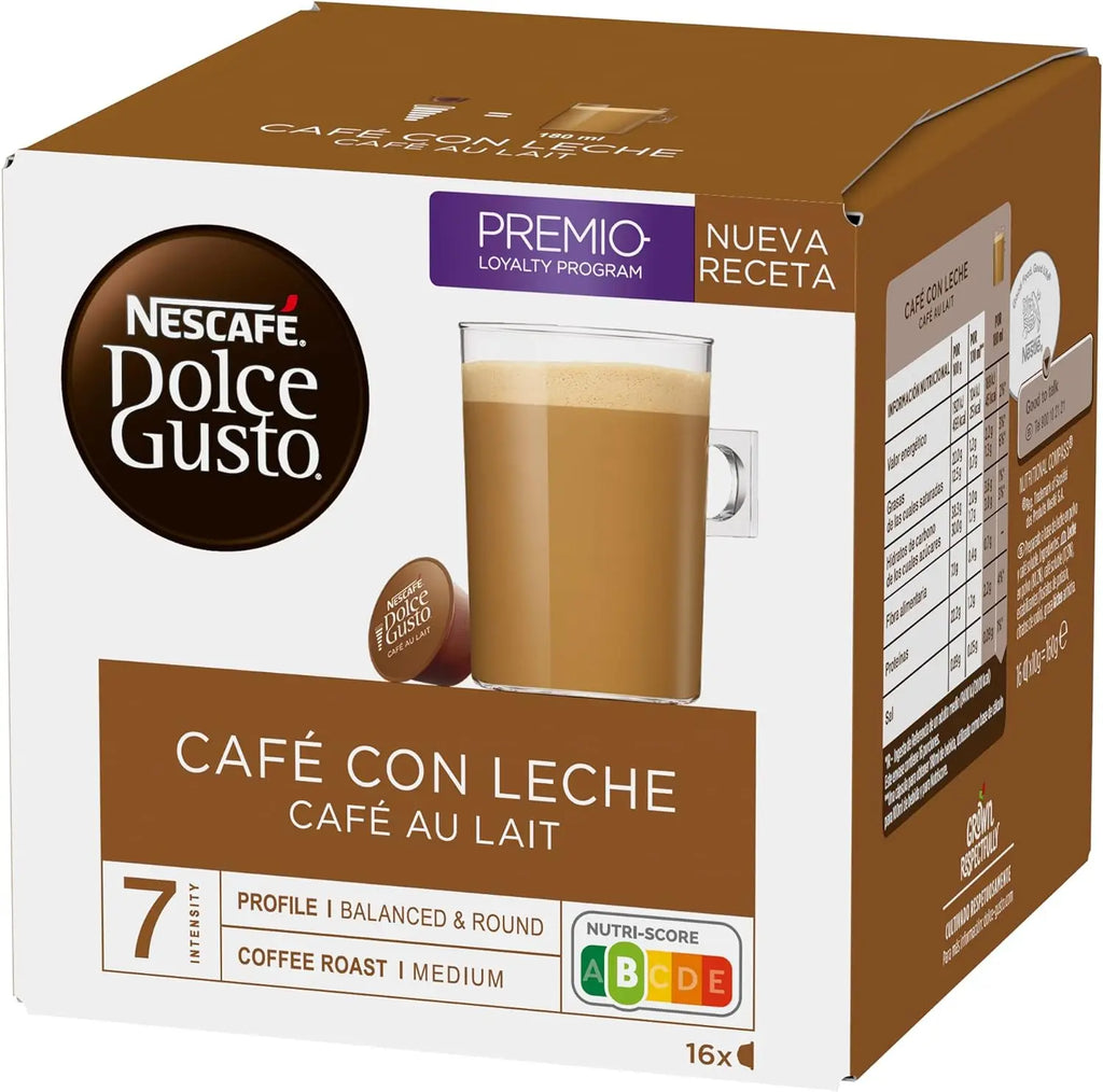 Nescafé Dolce Gusto Caffè al Latte, Confezione da 3 x 16 Capsule - Totale: 48 Capsule di Caffè