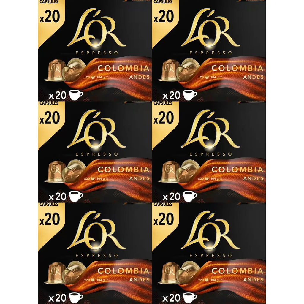 L'OR ESPRESSO caffè totale 120 capsule 20 capsule *6pack sontuoso-decaffeinato ristretto -colombia andes-onyx