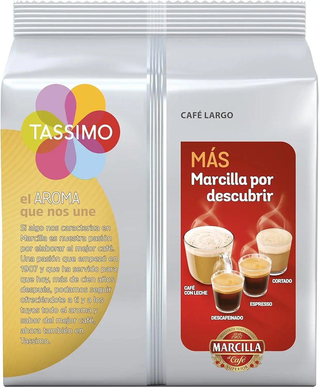 TASSIMO Marcilla Capsule Long Coffee - PACK 5 confezioni da 16 capsule, 80 capsule di meraviglioso caffè lungo