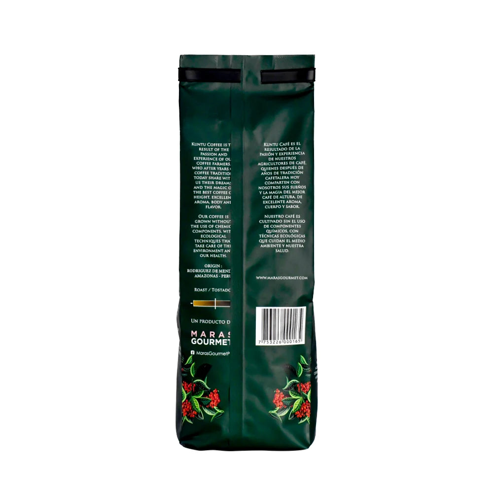 MARAS GOURMET KUNTU CAFFÈ SELEZIONATO SCURO 100% CAFFÈ MACINATO ARABICA PERUANO 8,8 once (250 gr)