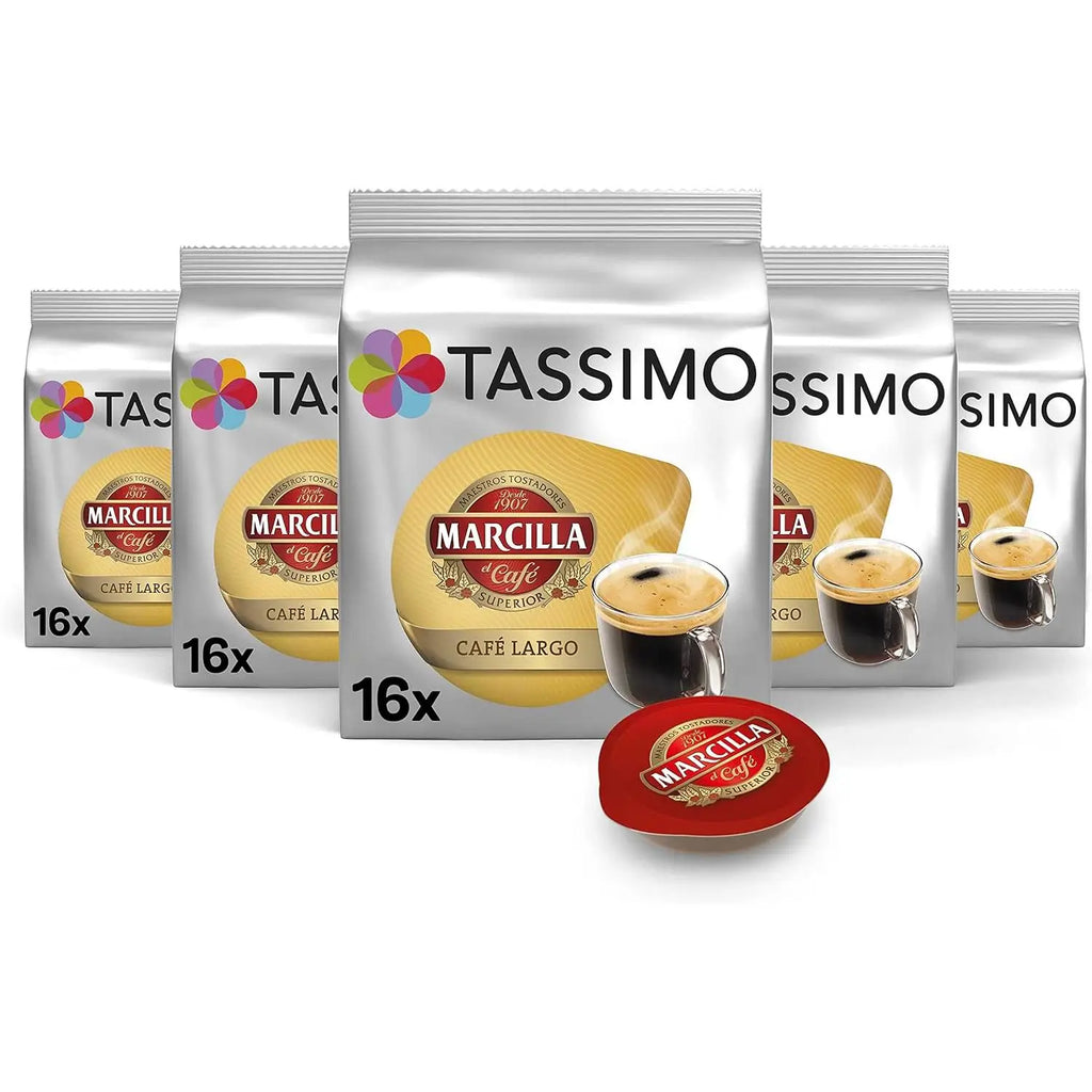 TASSIMO Marcilla Capsule Long Coffee - PACK 5 confezioni da 16 capsule, 80 capsule di meraviglioso caffè lungo
