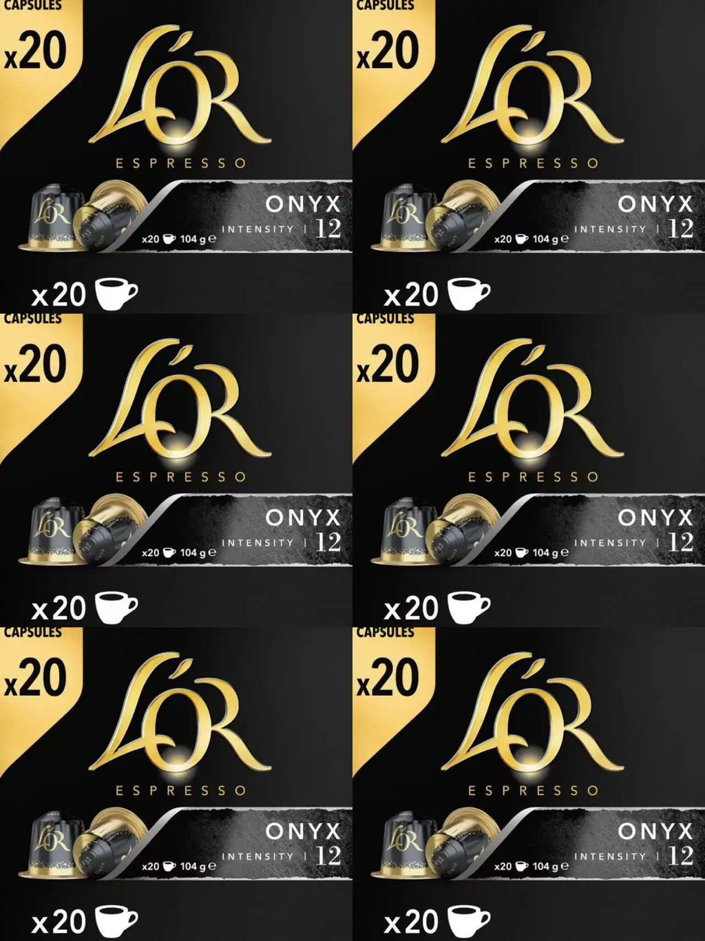 L'OR ESPRESSO caffè totale 120 capsule 20 capsule *6pack sontuoso-decaffeinato ristretto -colombia andes-onyx