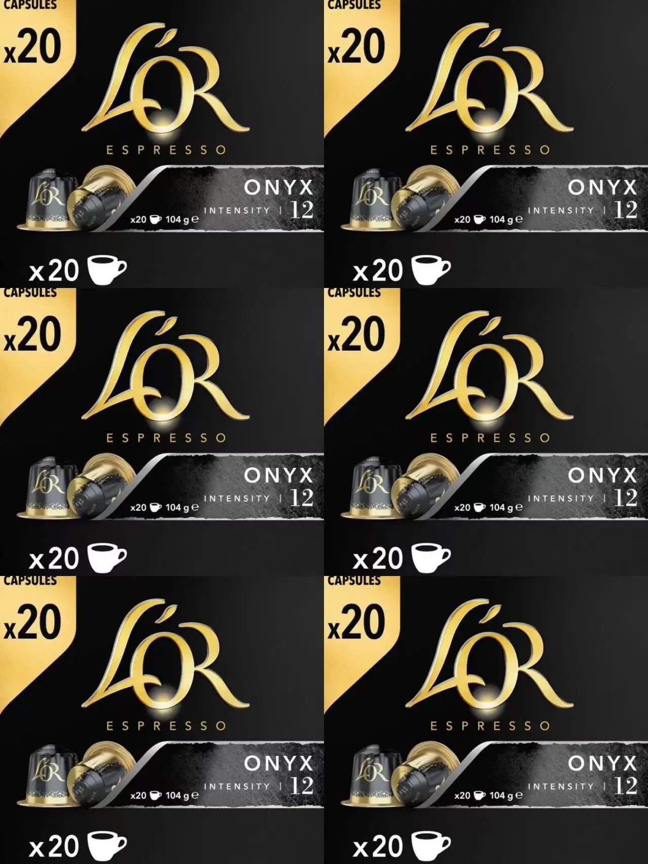 L'OR ESPRESSO caffè totale 120 capsule 20 capsule *6pack sontuoso-decaffeinato ristretto -colombia andes-onyx