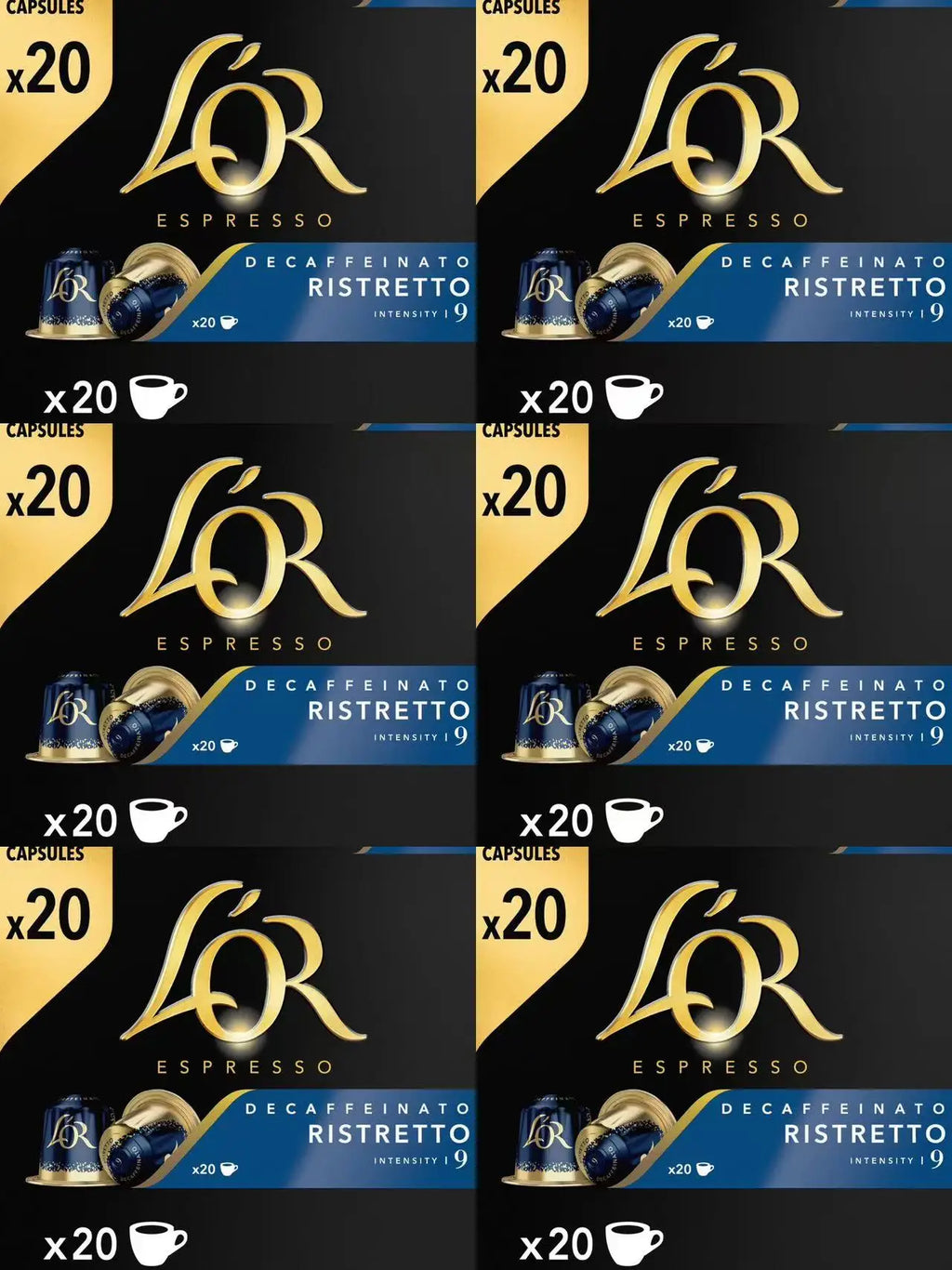 L'OR ESPRESSO caffè totale 120 capsule 20 capsule *6pack sontuoso-decaffeinato ristretto -colombia andes-onyx