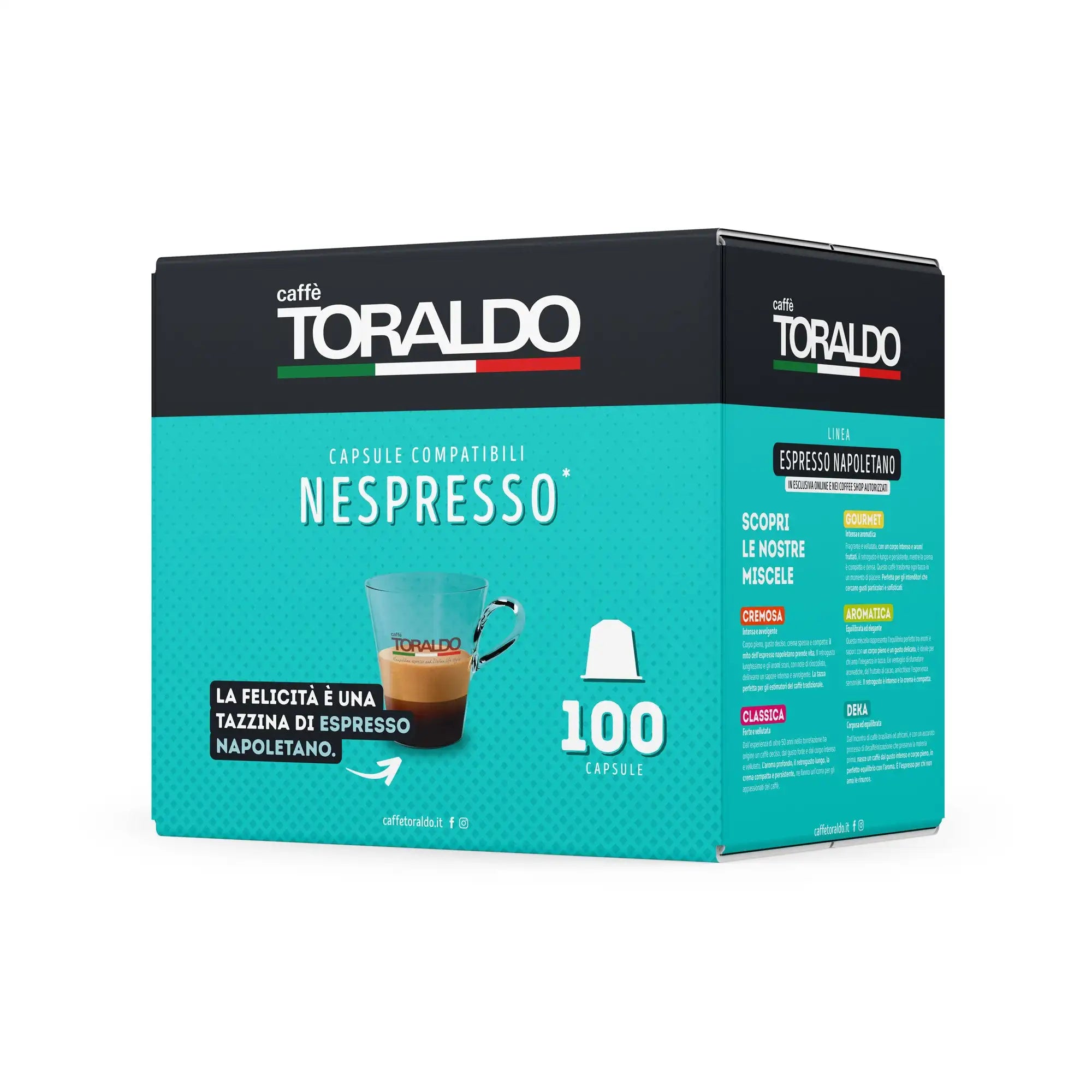 100 Capsule Caffè Toraldo Compatibili con Macchine Nespresso