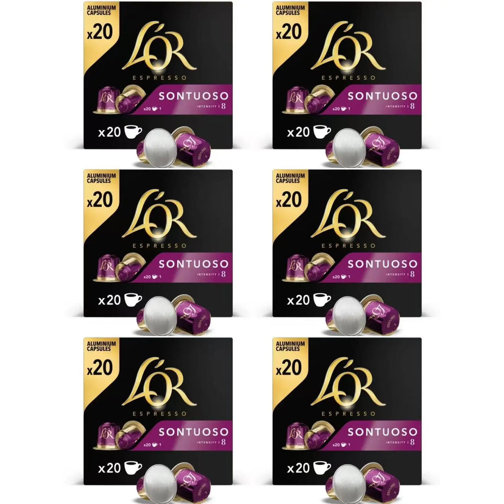 L'OR ESPRESSO caffè totale 120 capsule 20 capsule *6pack sontuoso-decaffeinato ristretto -colombia andes-onyx